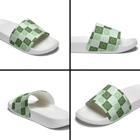 Sage Green Manta Ray Hawaiian Quilt Motif Slide Sandals