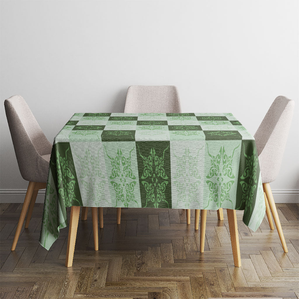 Sage Green Manta Ray Hawaiian Quilt Motif Tablecloth