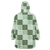 Sage Green Manta Ray Hawaiian Quilt Motif Wearable Blanket Hoodie