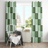 Sage Green Manta Ray Hawaiian Quilt Motif Window Curtain