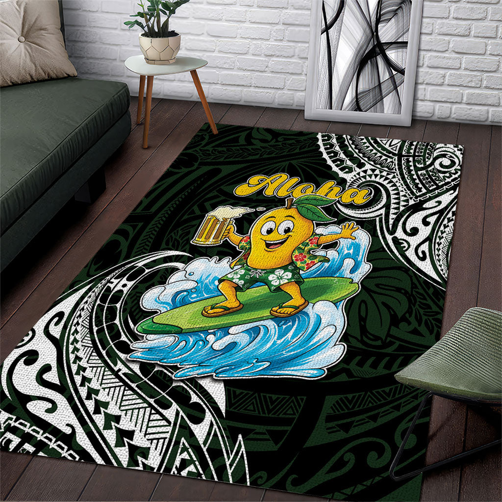Aloha Hawaii Mango Surfing Area Rug Polynesian Style