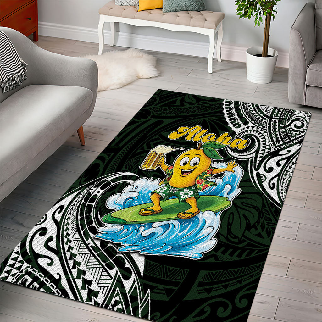 Aloha Hawaii Mango Surfing Area Rug Polynesian Style