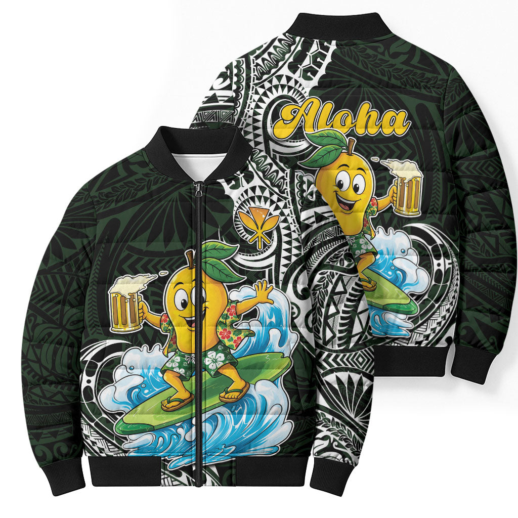 Aloha Hawaii Mango Surfing Bomber Puffer Jacket Polynesian Style