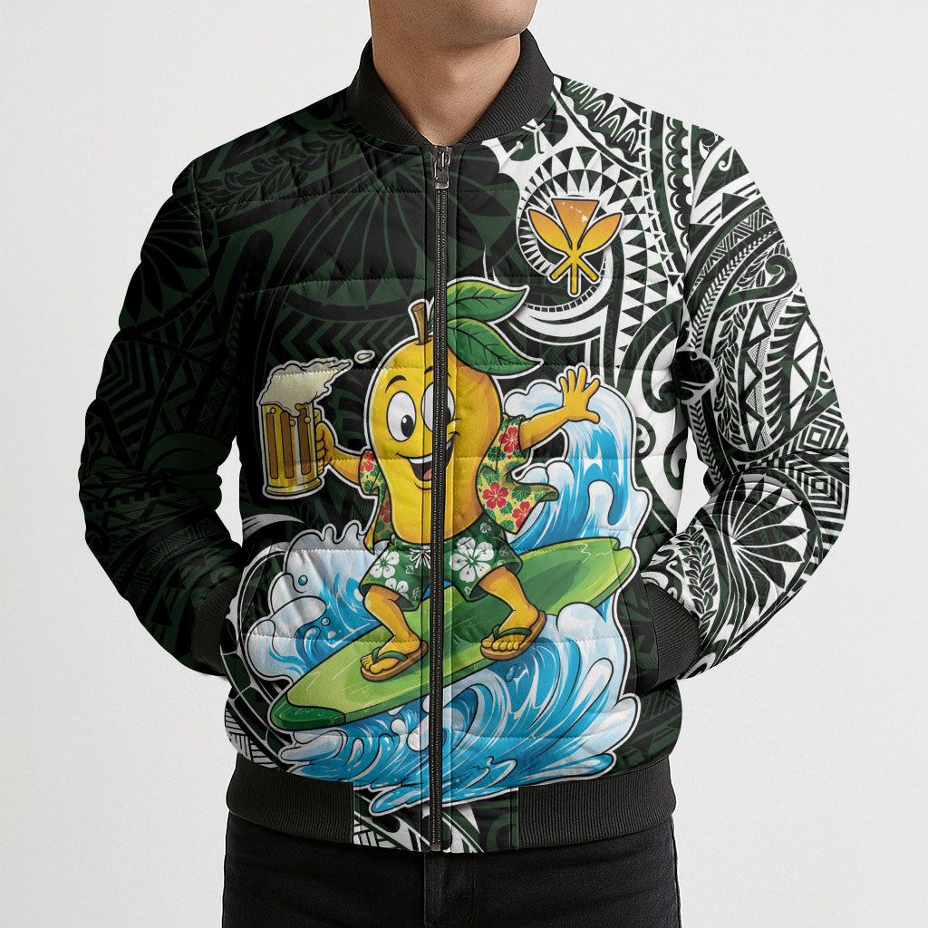 Aloha Hawaii Mango Surfing Bomber Puffer Jacket Polynesian Style