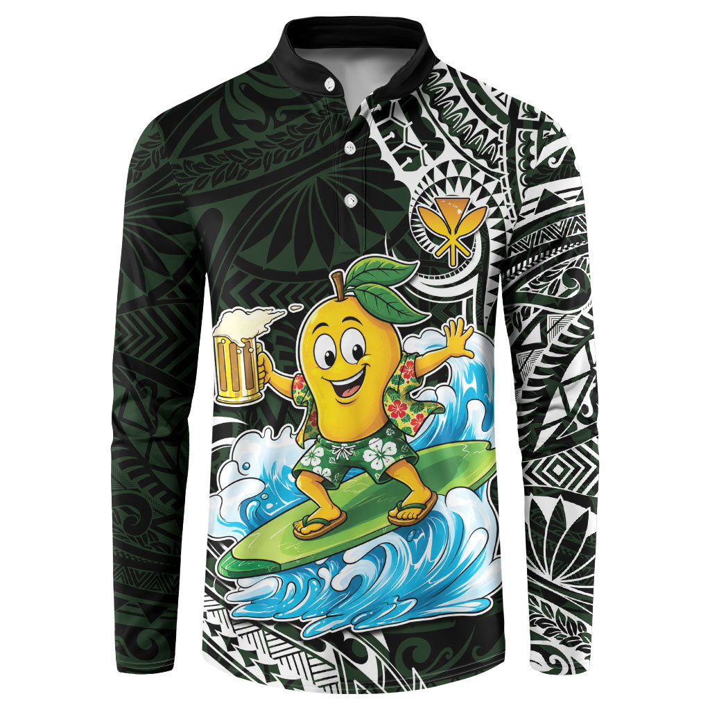 Aloha Hawaii Mango Surfing Button Sweatshirt Polynesian Style