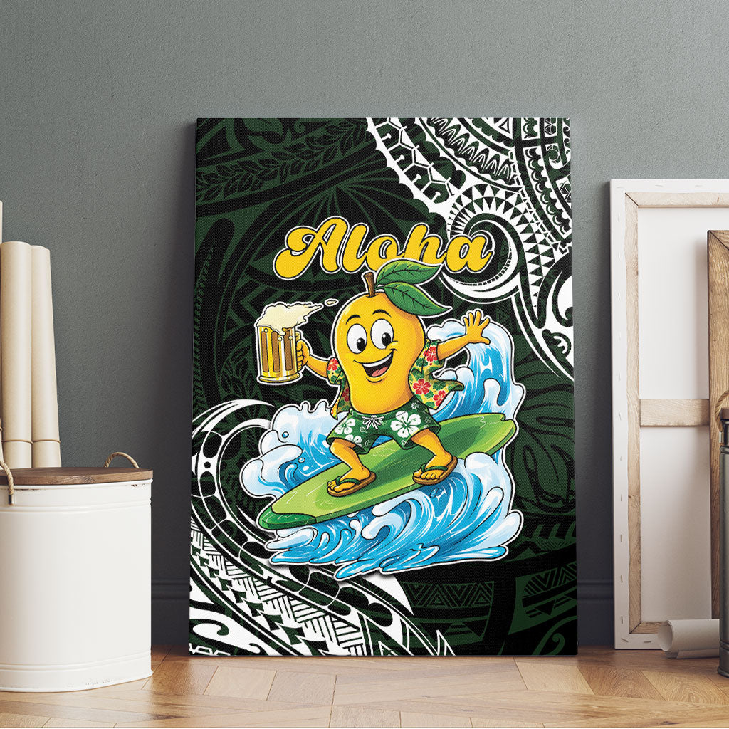 Aloha Hawaii Mango Surfing Canvas Wall Art Polynesian Style
