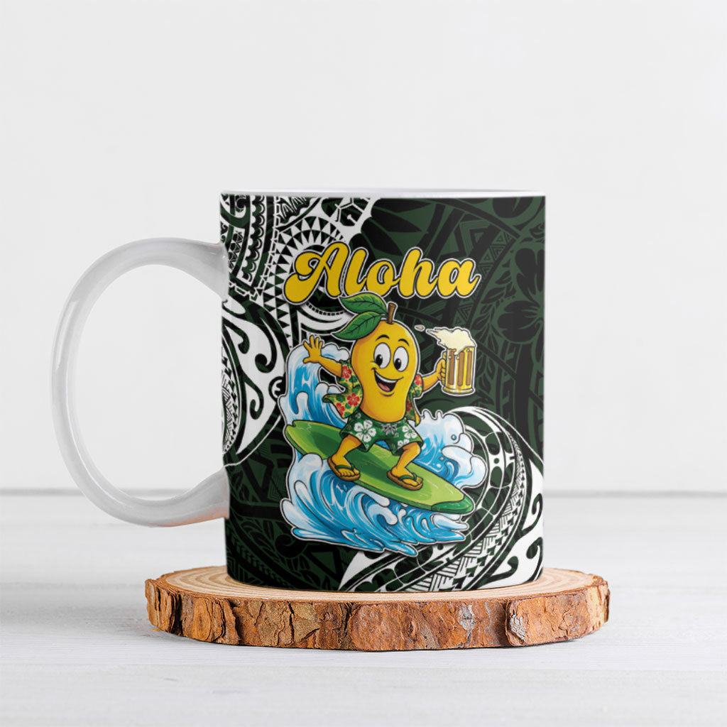 Aloha Hawaii Mango Surfing Ceramic Mug Polynesian Style