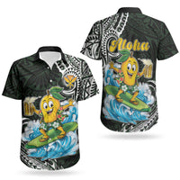 Aloha Hawaii Mango Surfing Couples Matching Puletasi and Hawaiian Shirt Polynesian Style