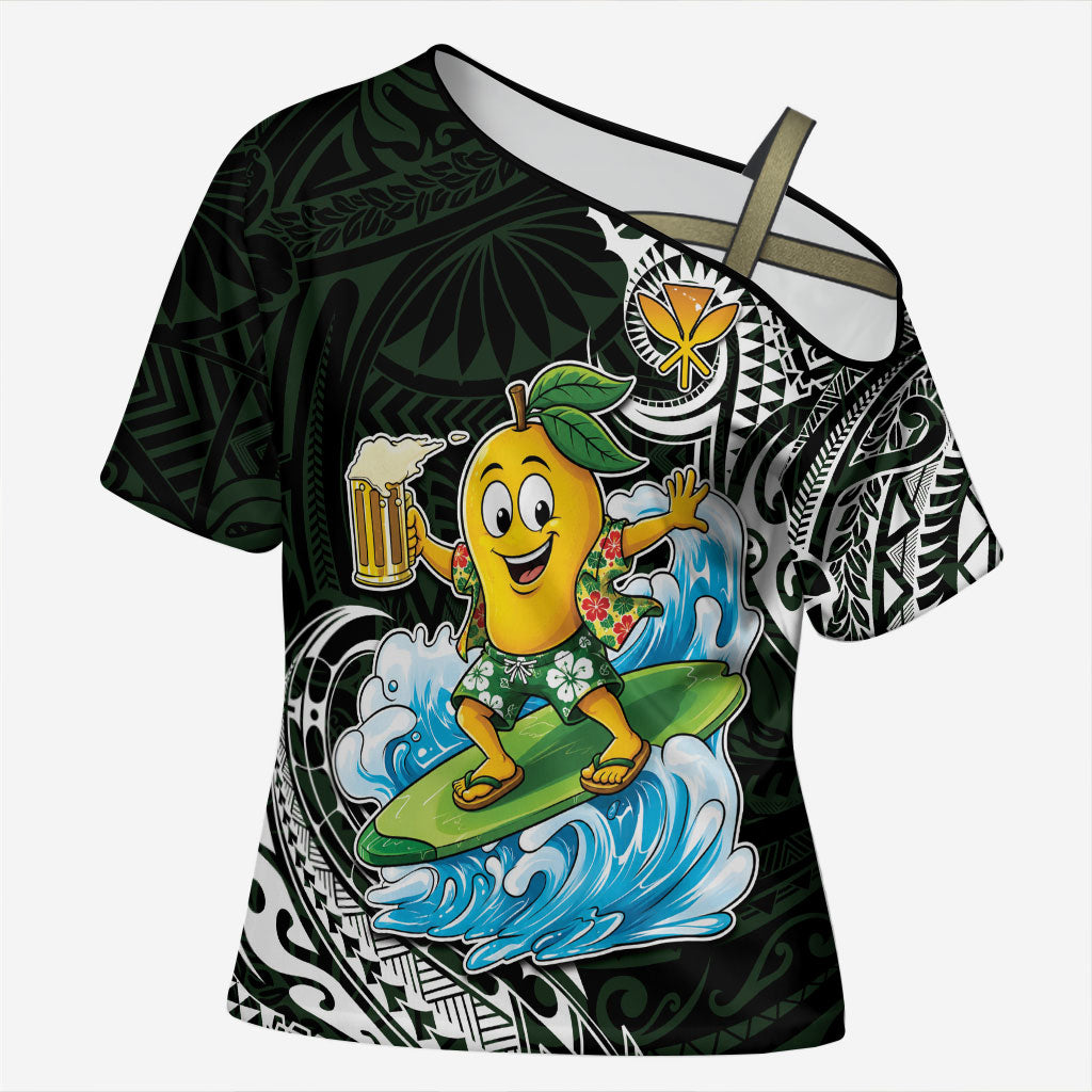 Aloha Hawaii Mango Surfing Cross Shoulder Shirt Polynesian Style