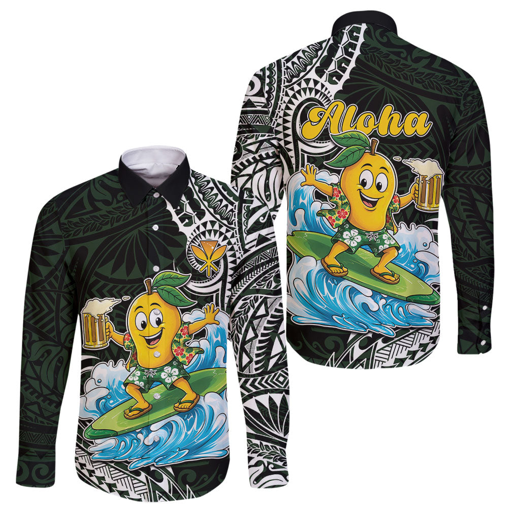 Aloha Hawaii Mango Surfing Family Matching Mermaid Dress and Hawaiian Shirt Polynesian Style