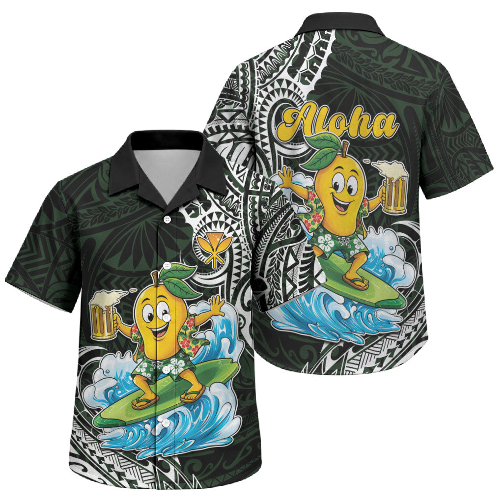 Aloha Hawaii Mango Surfing Family Matching Mermaid Dress and Hawaiian Shirt Polynesian Style