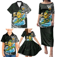 Aloha Hawaii Mango Surfing Family Matching Puletasi and Hawaiian Shirt Polynesian Style