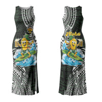 Aloha Hawaii Mango Surfing Family Matching Tank Maxi Dress and Hawaiian Shirt Polynesian Style