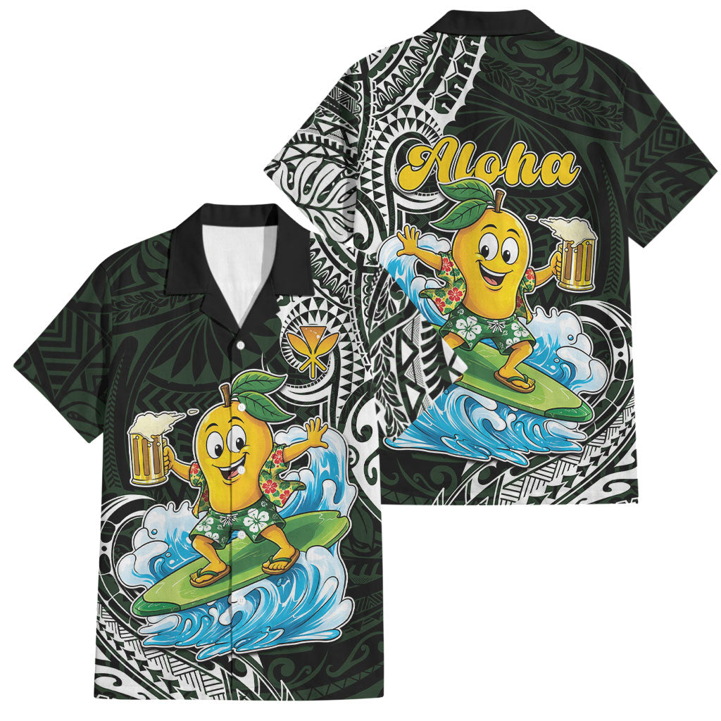 Aloha Hawaii Mango Surfing Family Matching Tank Maxi Dress and Hawaiian Shirt Polynesian Style