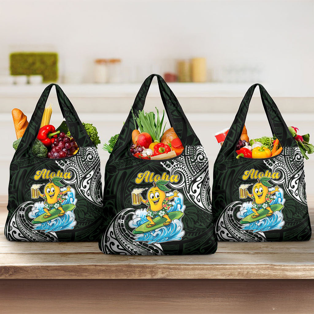 Aloha Hawaii Mango Surfing Grocery Bag Polynesian Style