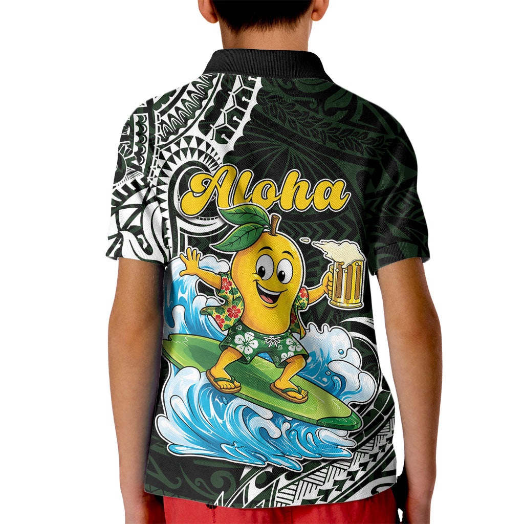 Aloha Hawaii Mango Surfing Kid Polo Shirt Polynesian Style