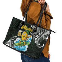 Aloha Hawaii Mango Surfing Leather Tote Bag Polynesian Style