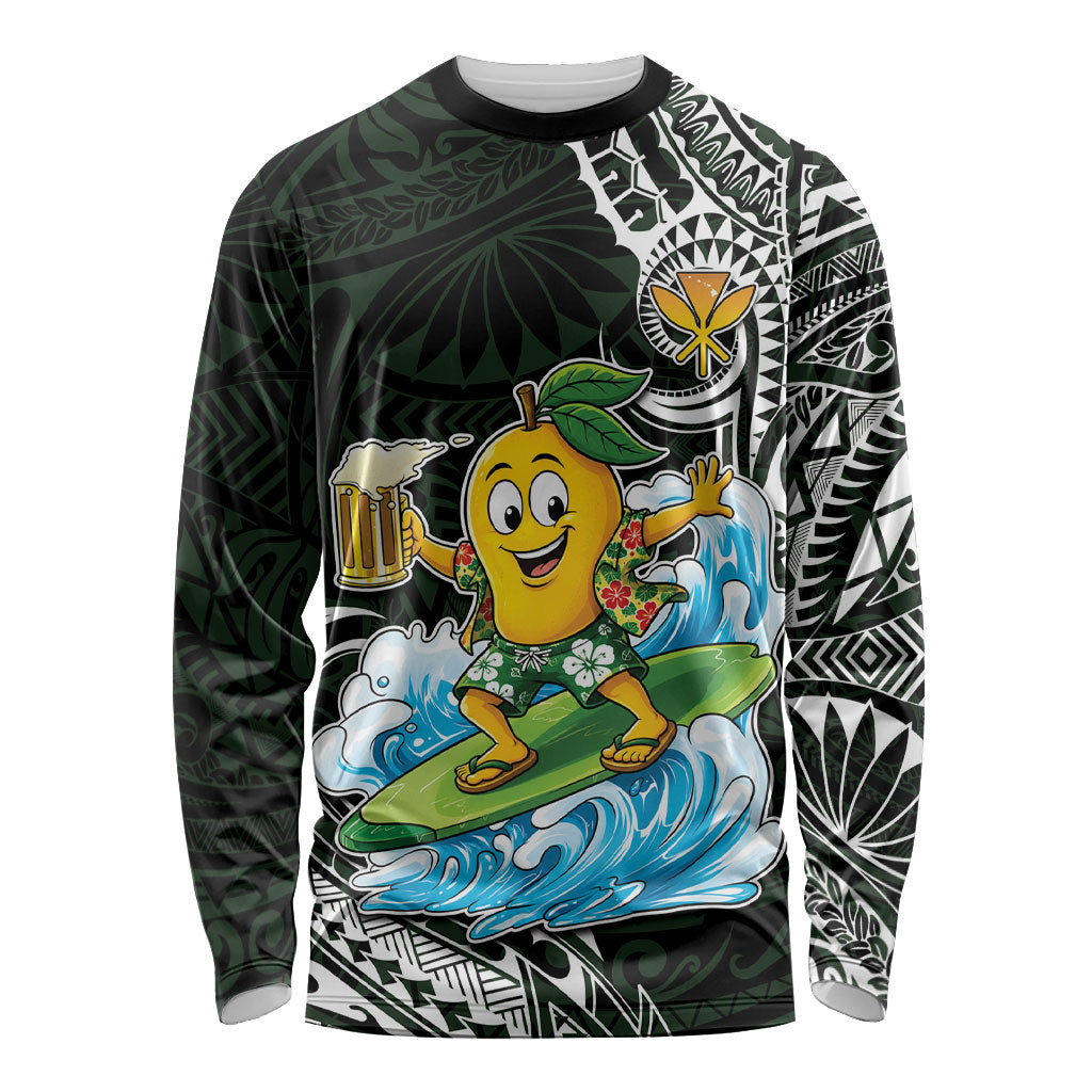 Aloha Hawaii Mango Surfing Long Sleeve Shirt Polynesian Style