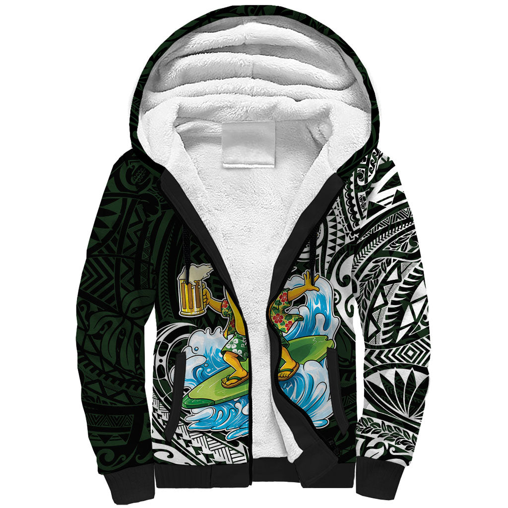 Aloha Hawaii Mango Surfing Sherpa Hoodie Polynesian Style