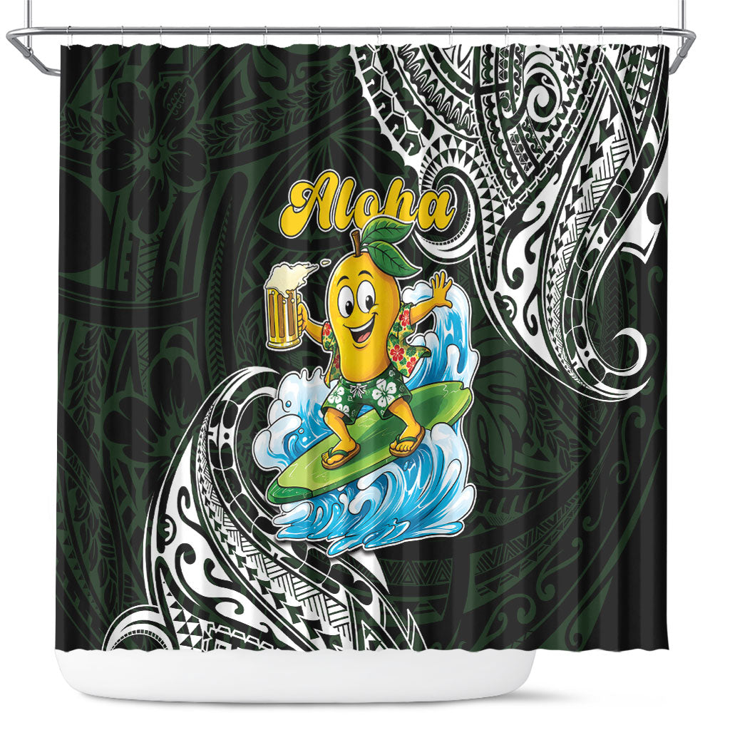 Aloha Hawaii Mango Surfing Shower Curtain Polynesian Style