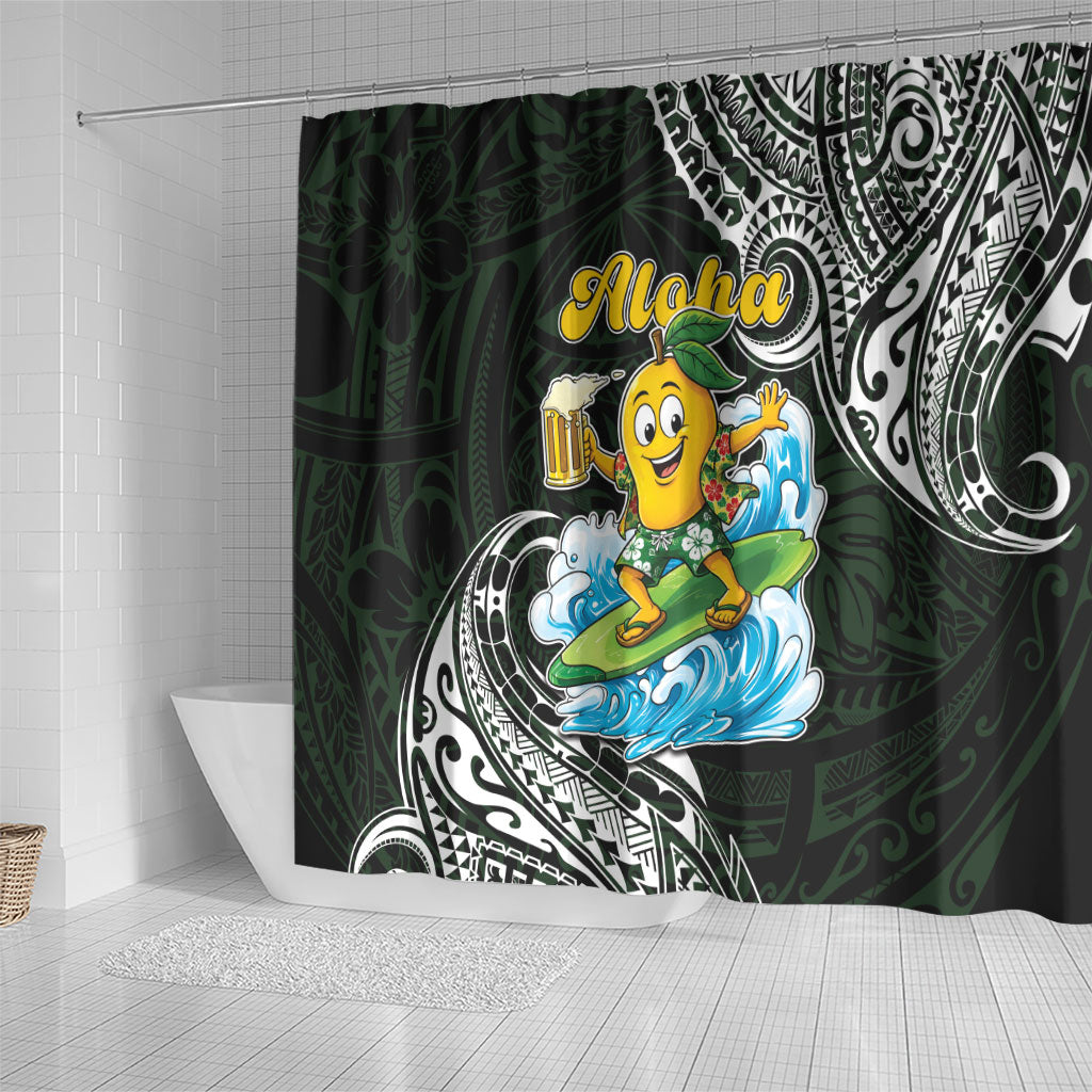 Aloha Hawaii Mango Surfing Shower Curtain Polynesian Style