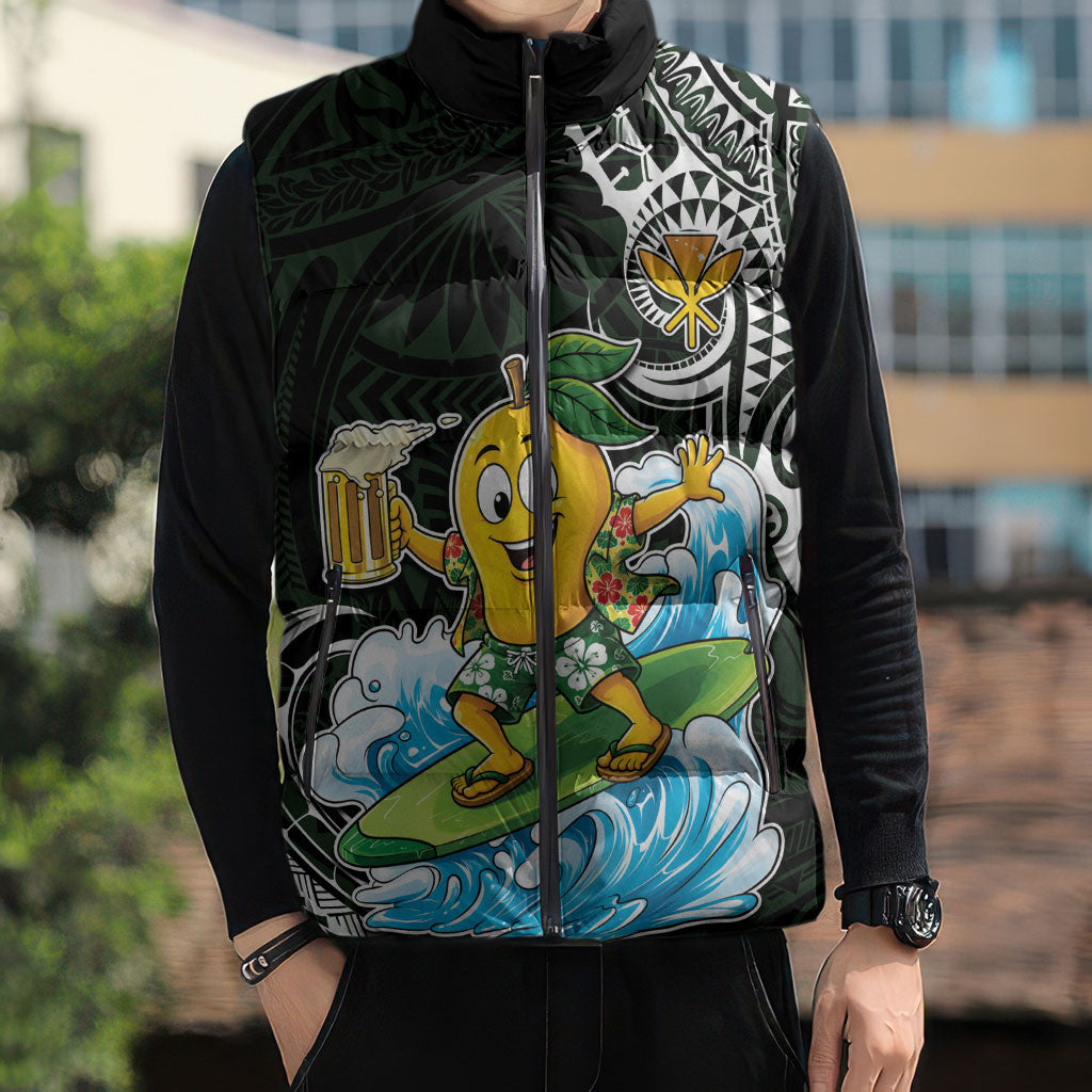 Aloha Hawaii Mango Surfing Sleeveless Puffer Jacket Polynesian Style
