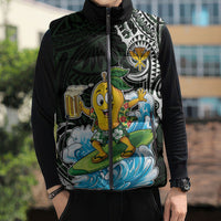 Aloha Hawaii Mango Surfing Sleeveless Puffer Jacket Polynesian Style