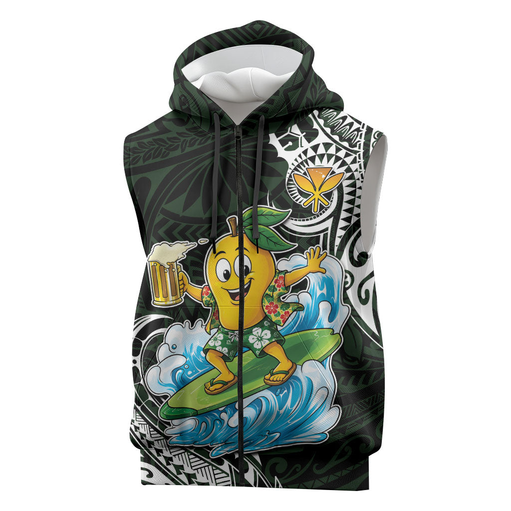 Aloha Hawaii Mango Surfing Sleeveless Zip Hoodie Polynesian Style