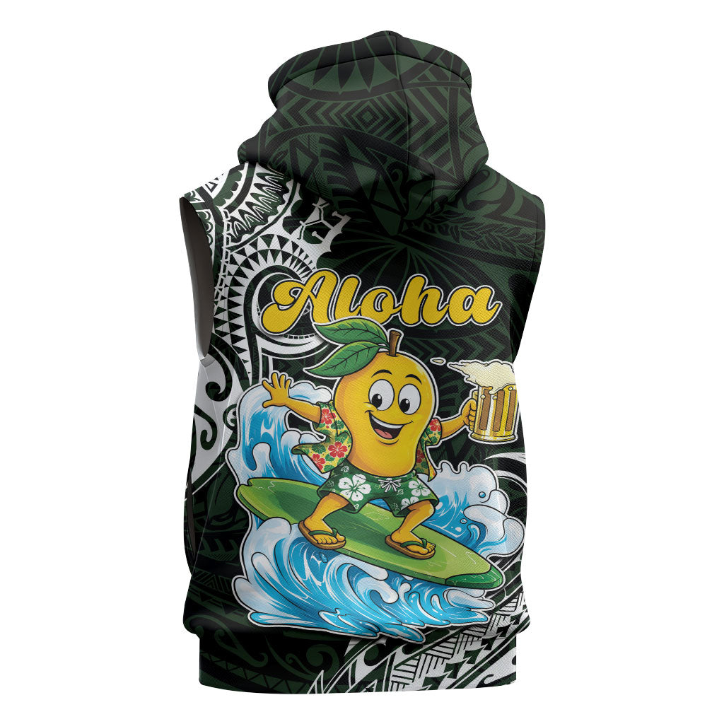 Aloha Hawaii Mango Surfing Sleeveless Zip Hoodie Polynesian Style