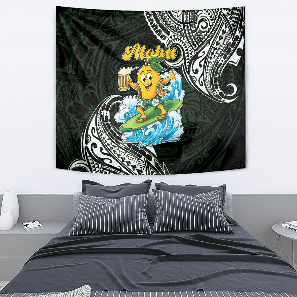 Aloha Hawaii Mango Surfing Tapestry Polynesian Style