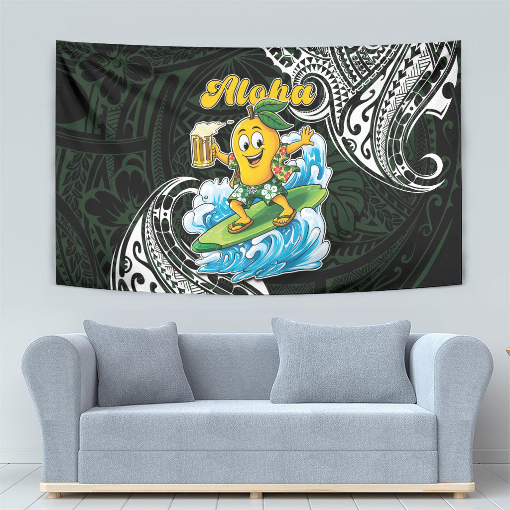 Aloha Hawaii Mango Surfing Tapestry Polynesian Style