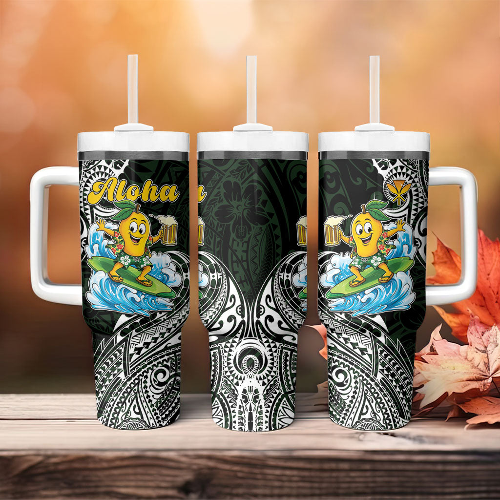 Aloha Hawaii Mango Surfing Tumbler With Handle Polynesian Style
