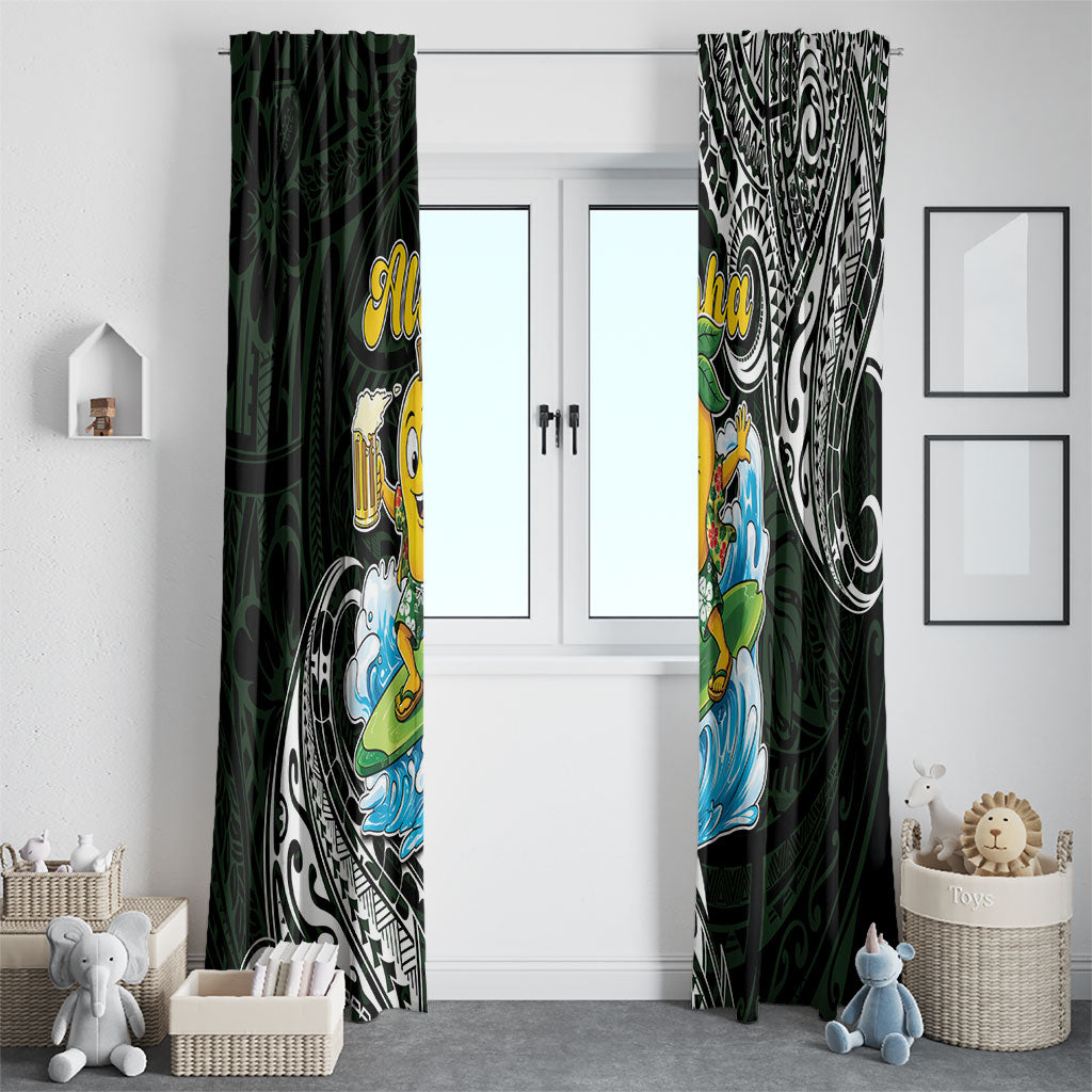 Aloha Hawaii Mango Surfing Window Curtain Polynesian Style