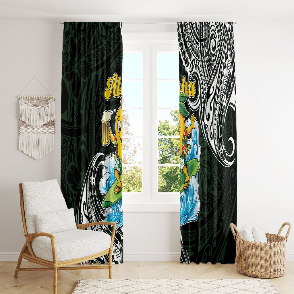 Aloha Hawaii Mango Surfing Window Curtain Polynesian Style