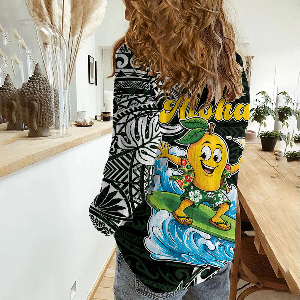 Aloha Hawaii Mango Surfing Women Casual Shirt Polynesian Style