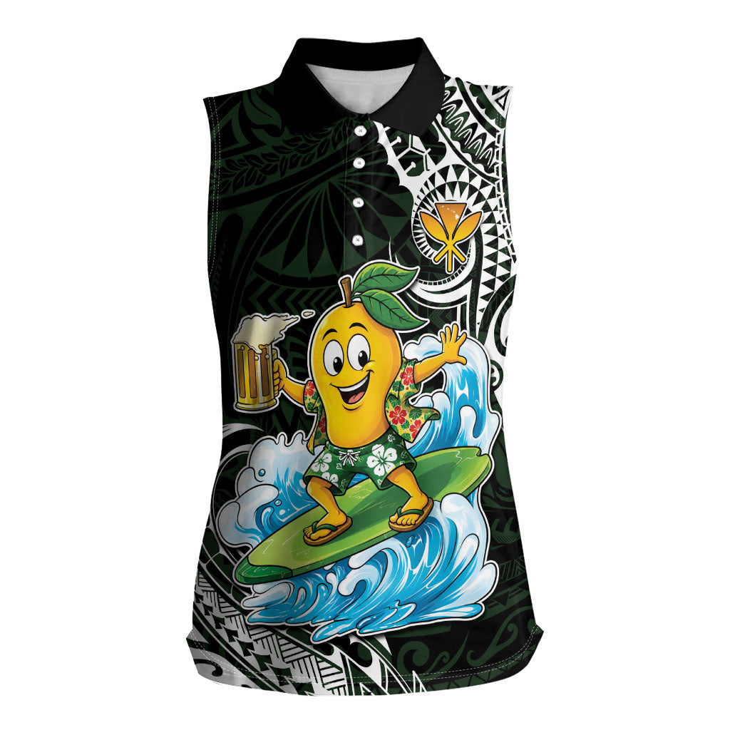 Aloha Hawaii Mango Surfing Women Sleeveless Polo Shirt Polynesian Style