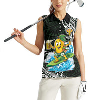 Aloha Hawaii Mango Surfing Women Sleeveless Polo Shirt Polynesian Style
