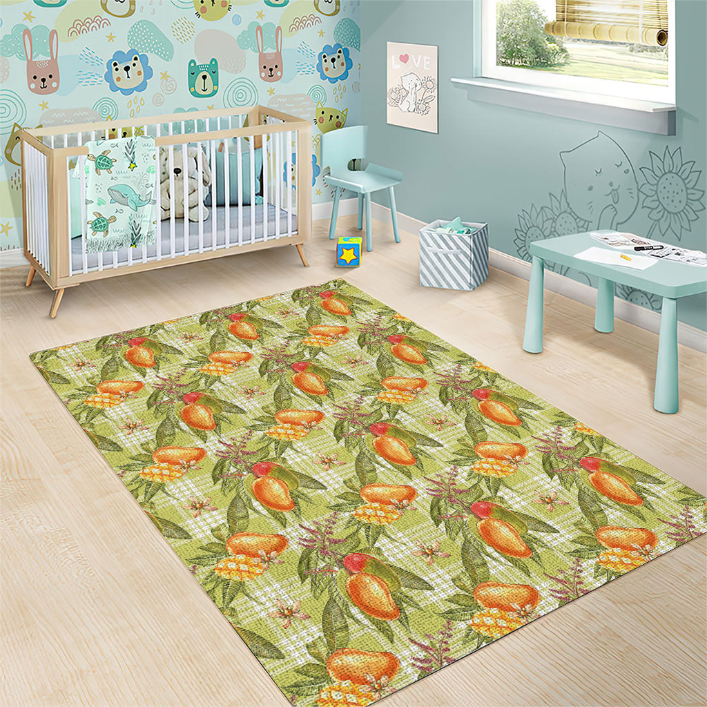 Vintage Hawaii Mango Area Rug Yellow Green Hawaiian Palaka