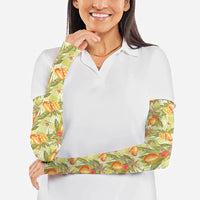 Vintage Hawaii Mango Arm Sleeves Yellow Green Hawaiian Palaka