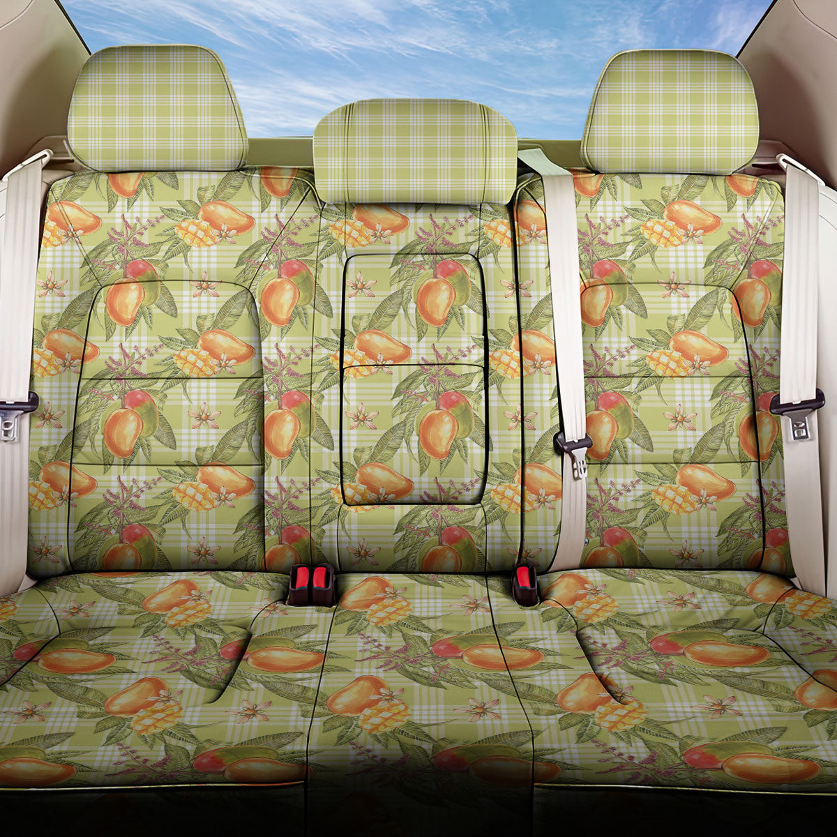 Vintage Hawaii Mango Back Car Seat Cover Yellow Green Hawaiian Palaka