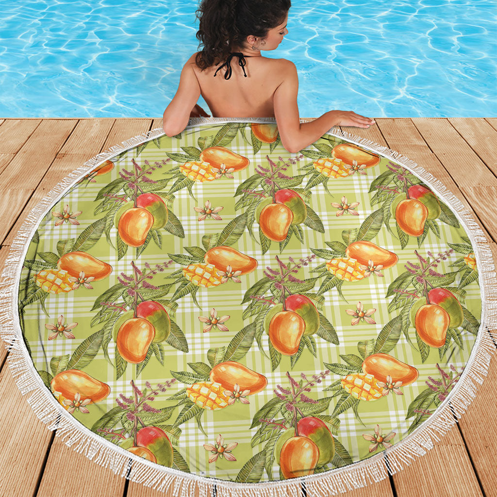 Vintage Hawaii Mango Beach Blanket Yellow Green Hawaiian Palaka