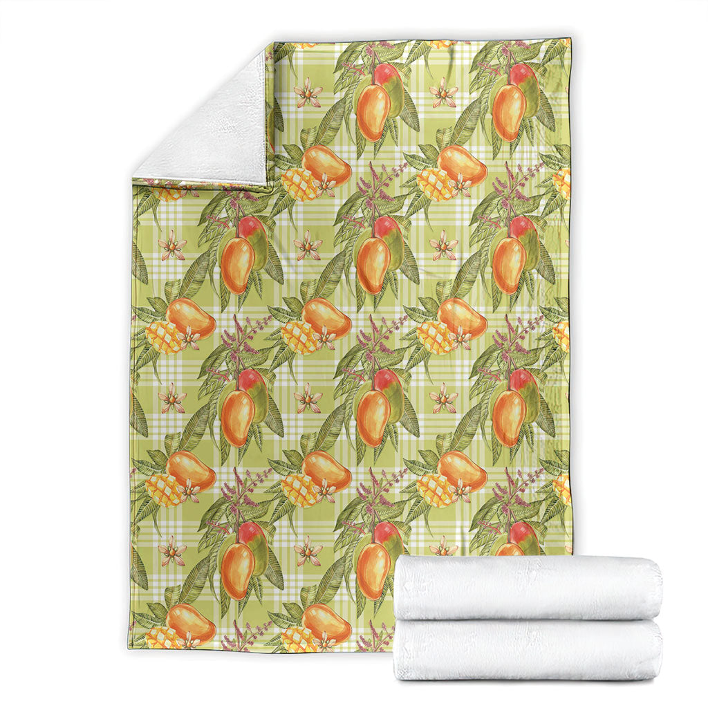 Vintage Hawaii Mango Blanket Yellow Green Hawaiian Palaka
