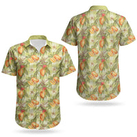 Vintage Hawaii Mango Couples Matching Long Sleeve Bodycon Dress and Hawaiian Shirt Yellow Green Hawaiian Palaka