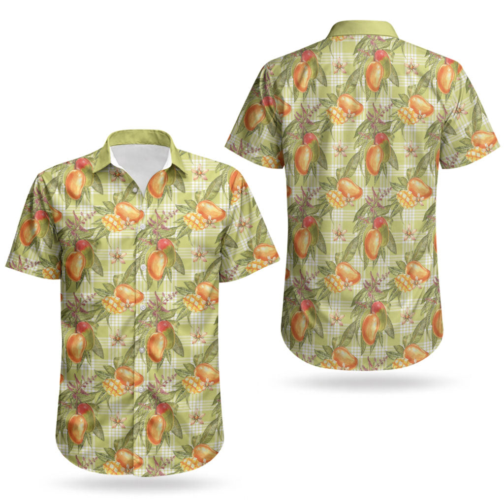Vintage Hawaii Mango Couples Matching Tank Maxi Dress and Hawaiian Shirt Yellow Green Hawaiian Palaka