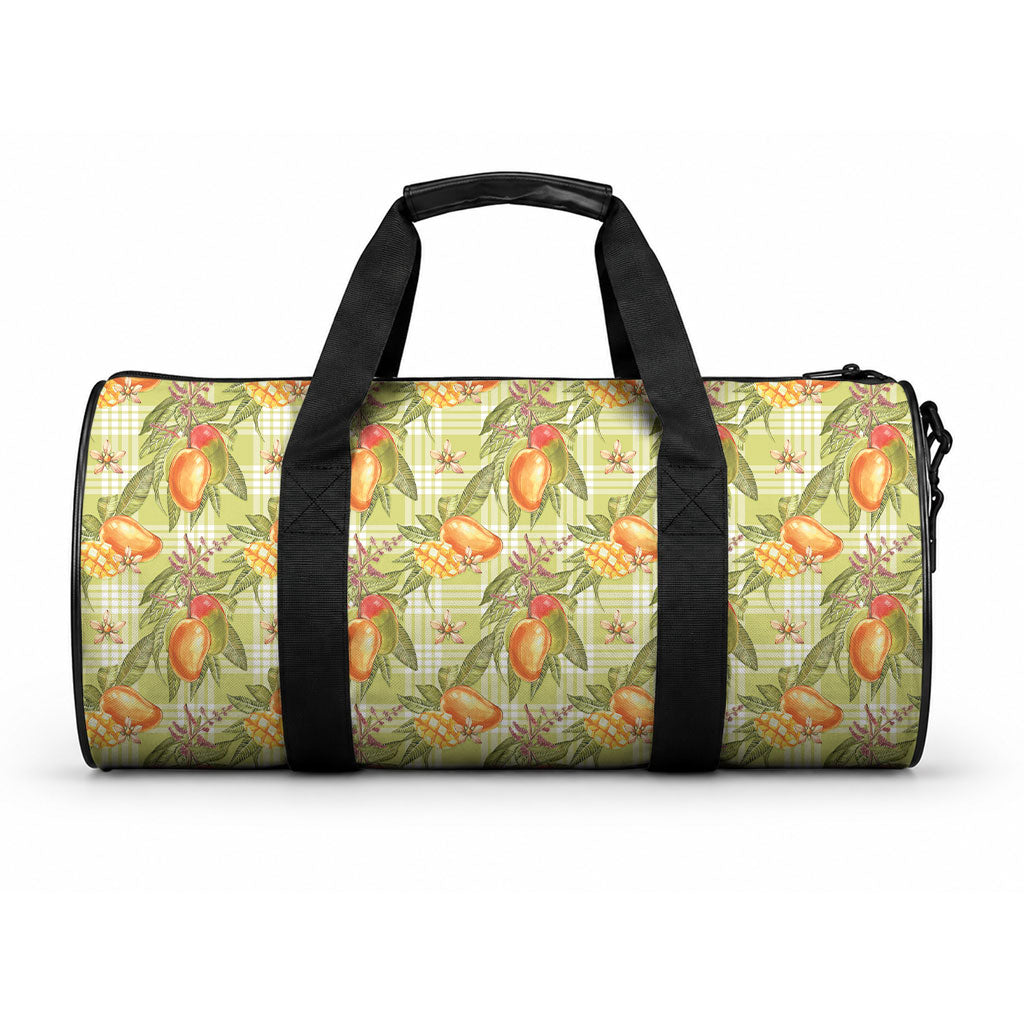 Vintage Hawaii Mango Duffle Bag Yellow Green Hawaiian Palaka