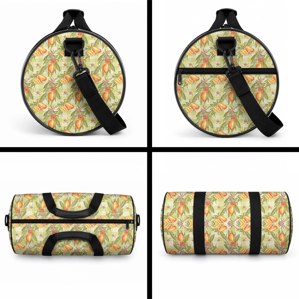 Vintage Hawaii Mango Duffle Bag Yellow Green Hawaiian Palaka