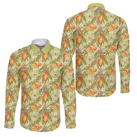 Vintage Hawaii Mango Family Matching Off Shoulder Maxi Dress and Hawaiian Shirt Yellow Green Hawaiian Palaka
