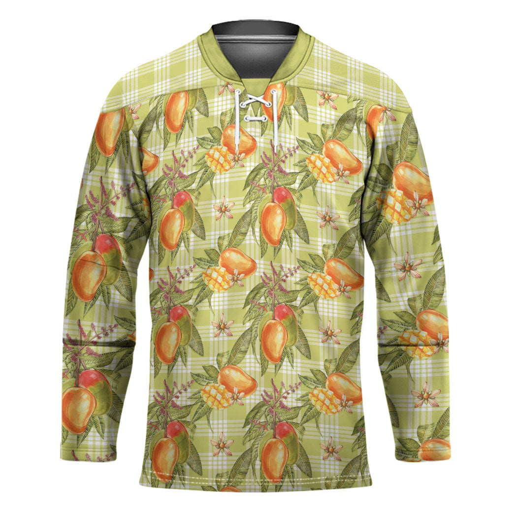 Vintage Hawaii Mango Hockey Jersey Yellow Green Hawaiian Palaka