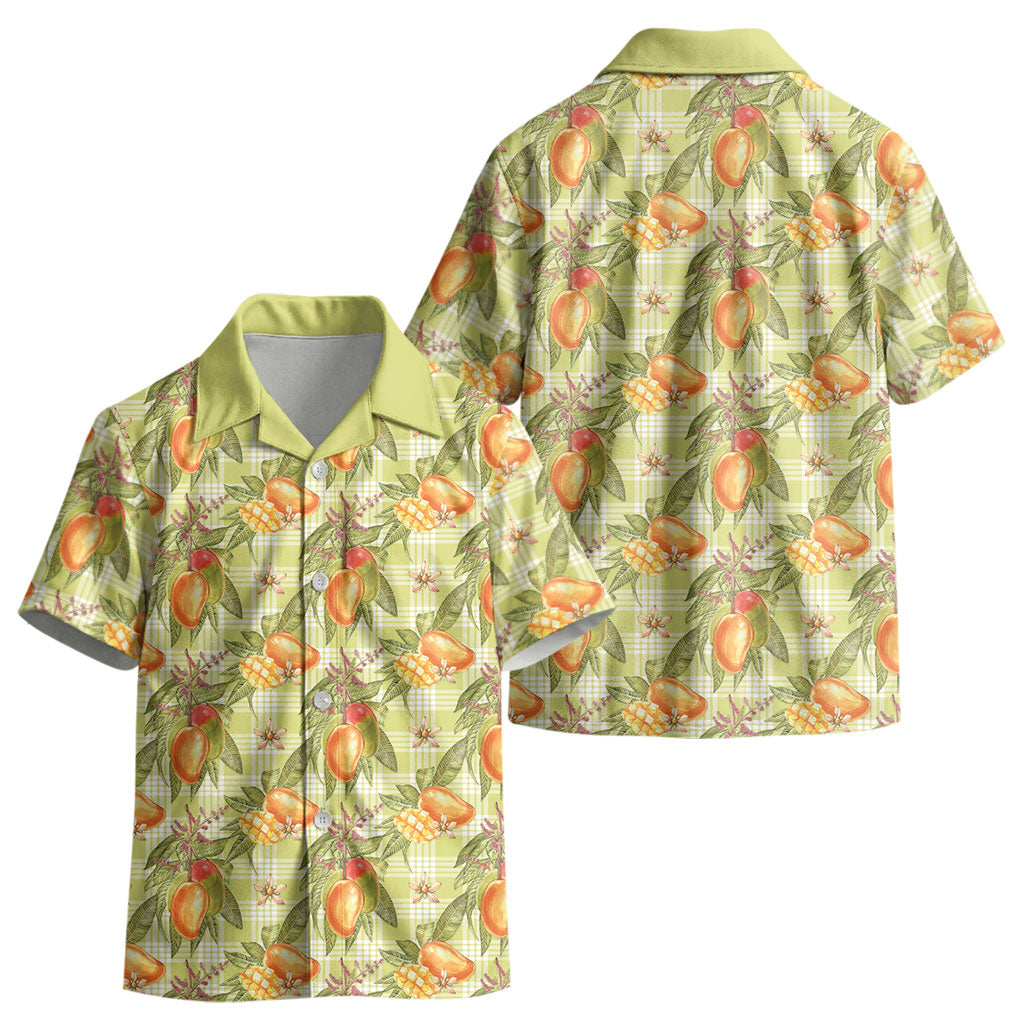 Vintage Hawaii Mango Kid Hawaiian Shirt Yellow Green Hawaiian Palaka