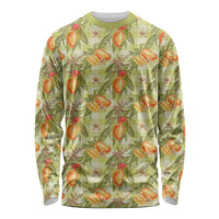 Vintage Hawaii Mango Long Sleeve Shirt Yellow Green Hawaiian Palaka